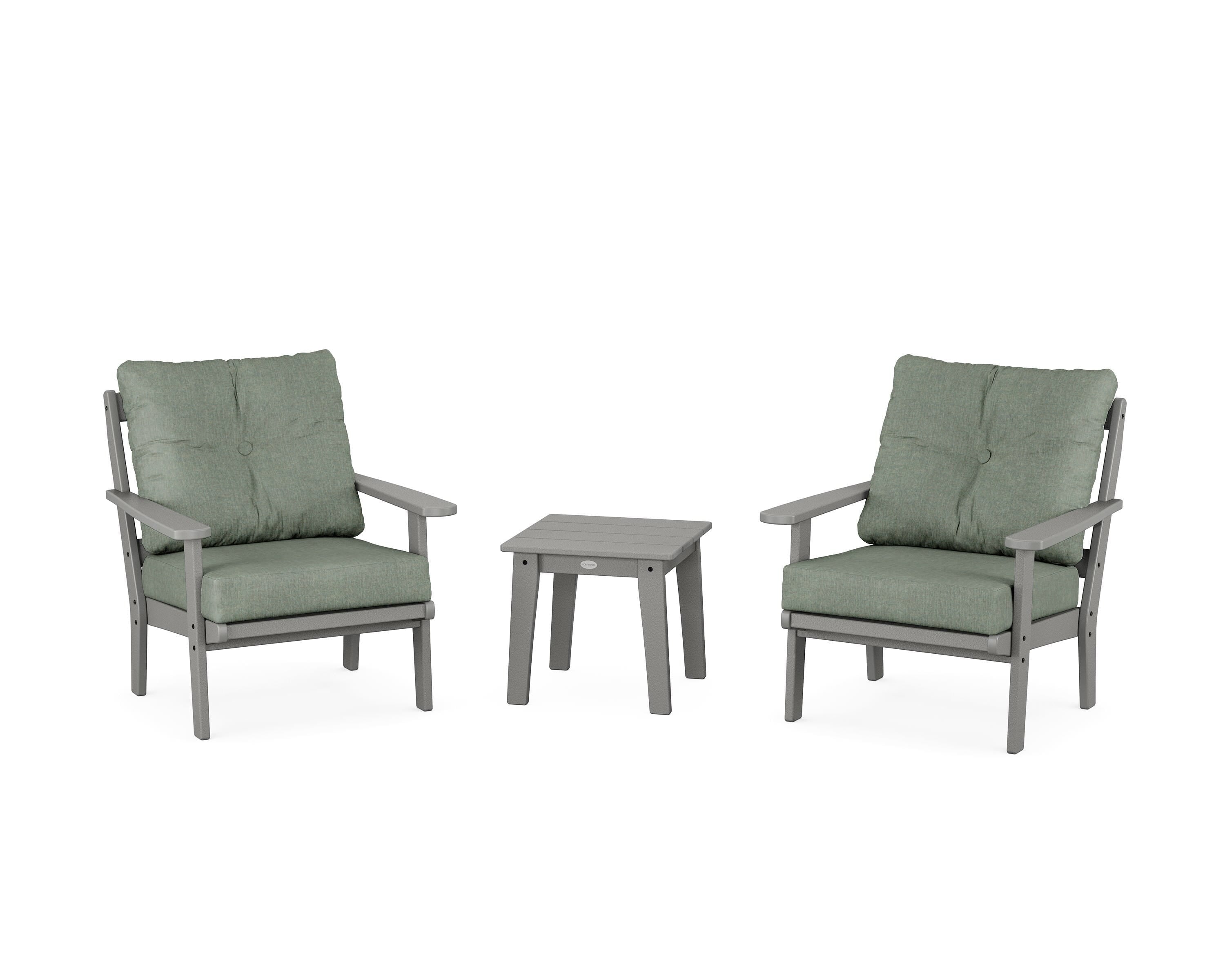 POLYWOOD® Mission 3-Piece Deep Seating Set in Slate Grey / Cast Sage
