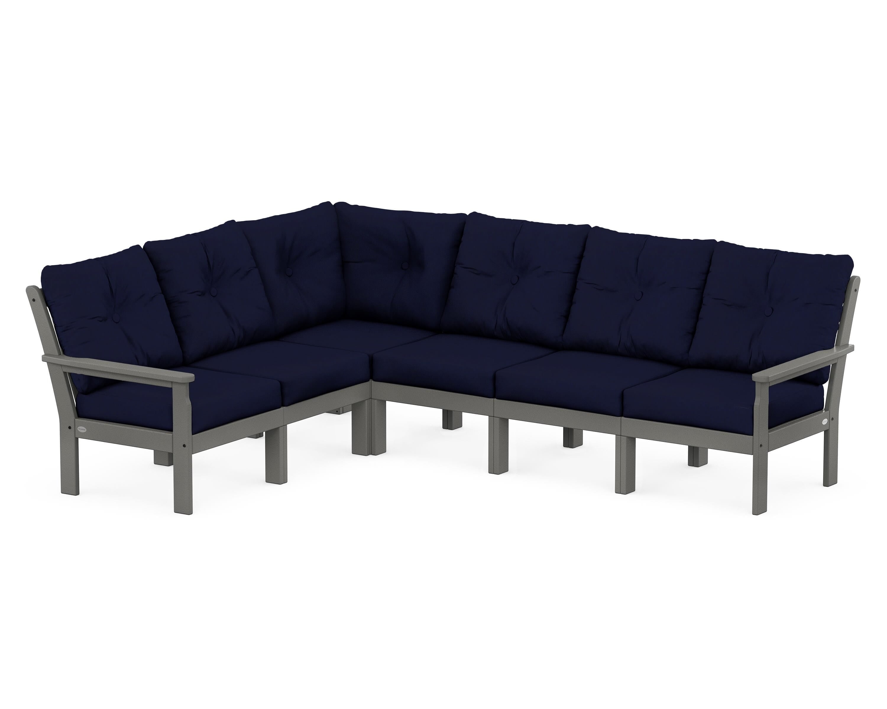 POLYWOOD® Vineyard 6-Piece Sectional in Slate Grey / Navy