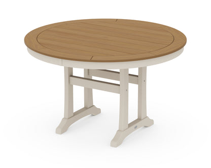 POLYWOOD® Nautical Trestle 48" Round Dining Table in Sand / Natural