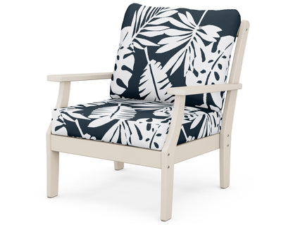 POLYWOOD® Braxton Deep Seating Chair in Sand / Leaf Marine Indigo