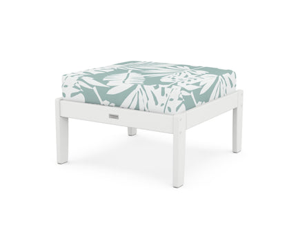 Country Living Cottage Deep Seating Ottoman in White / Leaf Glacier Spa