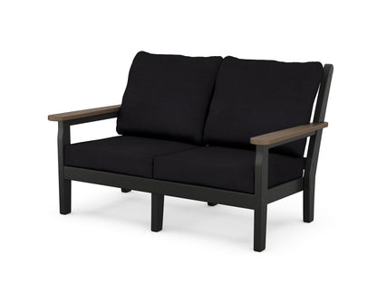 POLYWOOD® Chippendale Deep Seating Loveseat in Black / Kona / Midnight Linen