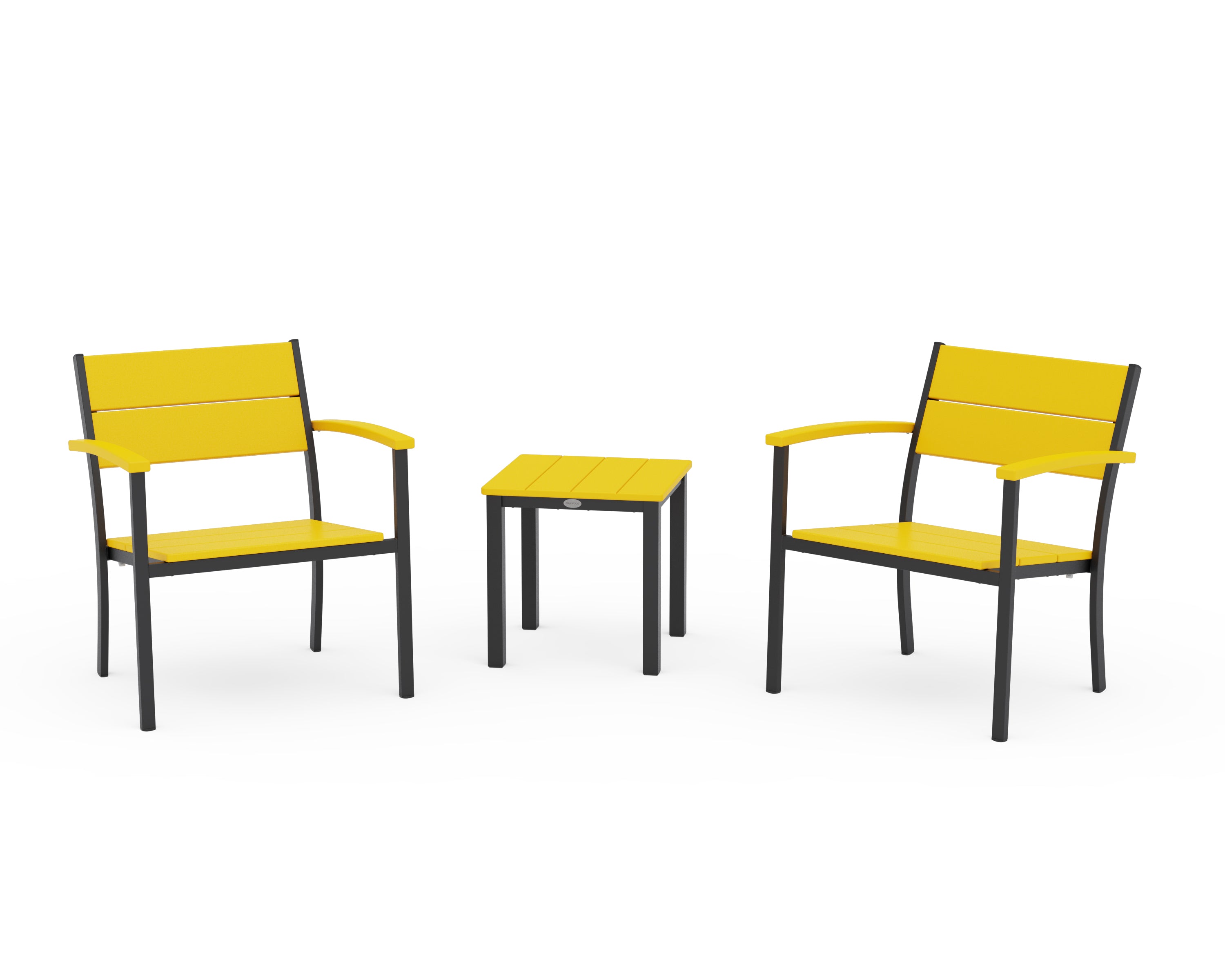 POLYWOOD® Main Street 3-Piece Lounge Chair Set in Black / Lemon