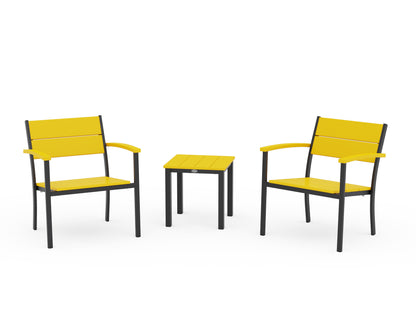 POLYWOOD® Main Street 3-Piece Lounge Chair Set in Black / Lemon