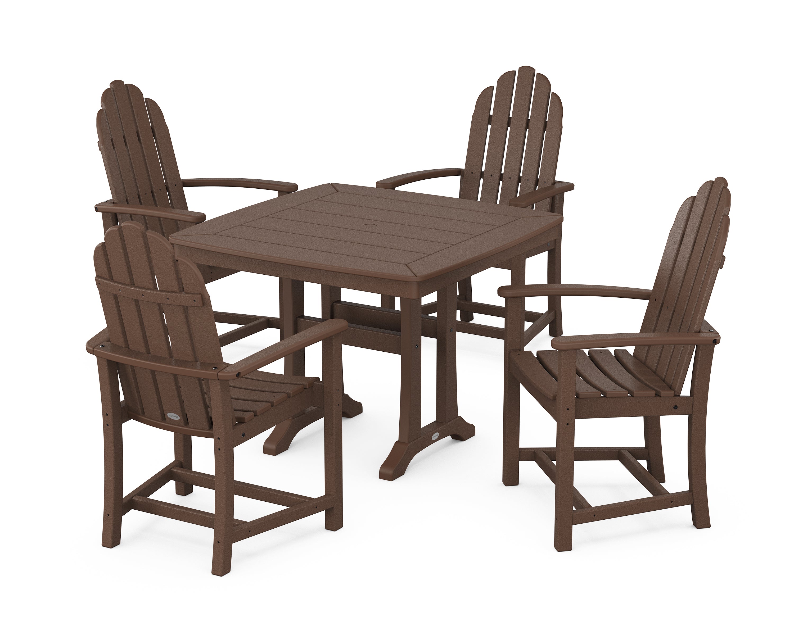 POLYWOOD® Classic Adirondack 5-Piece Dining Set with Trestle Legs in Mahogany