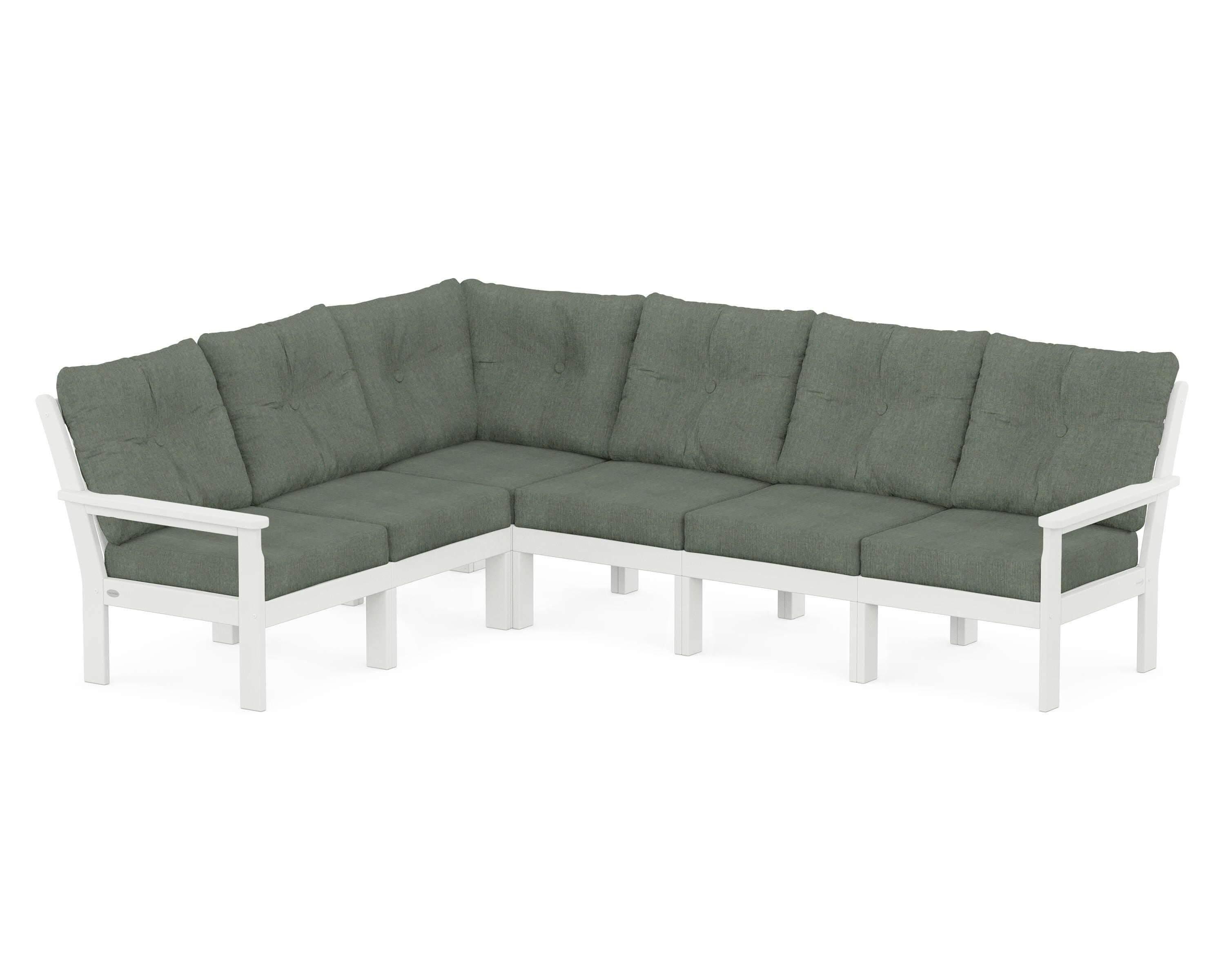 POLYWOOD® Vineyard 6-Piece Sectional in Vintage White / Cast Sage