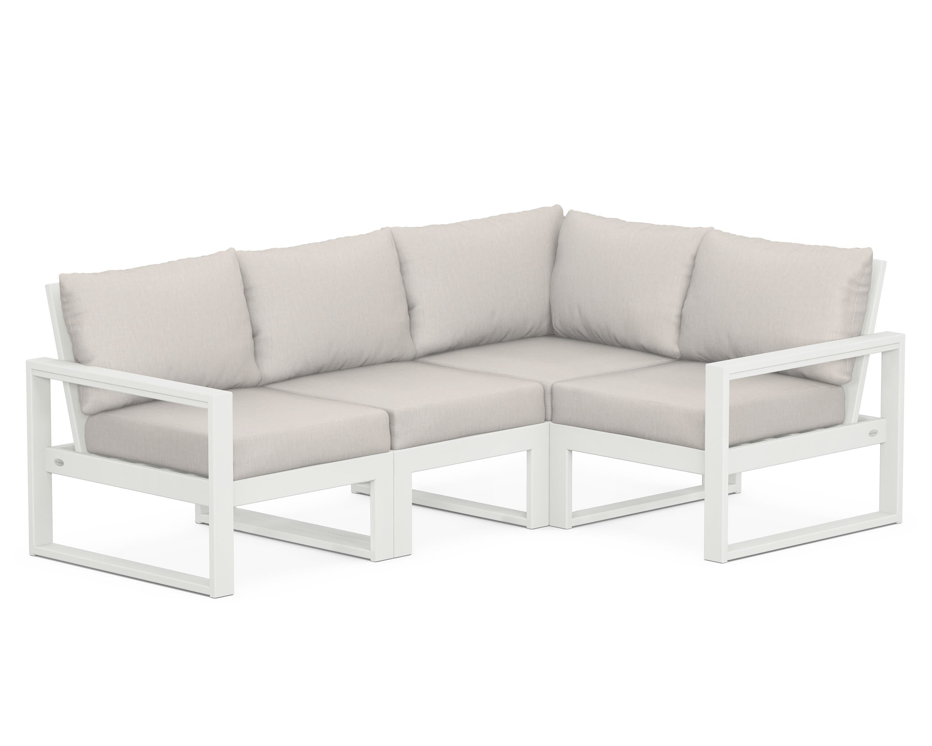 POLYWOOD® EDGE 4-Piece Modular Deep Seating Set in Vintage White / Cast Ash