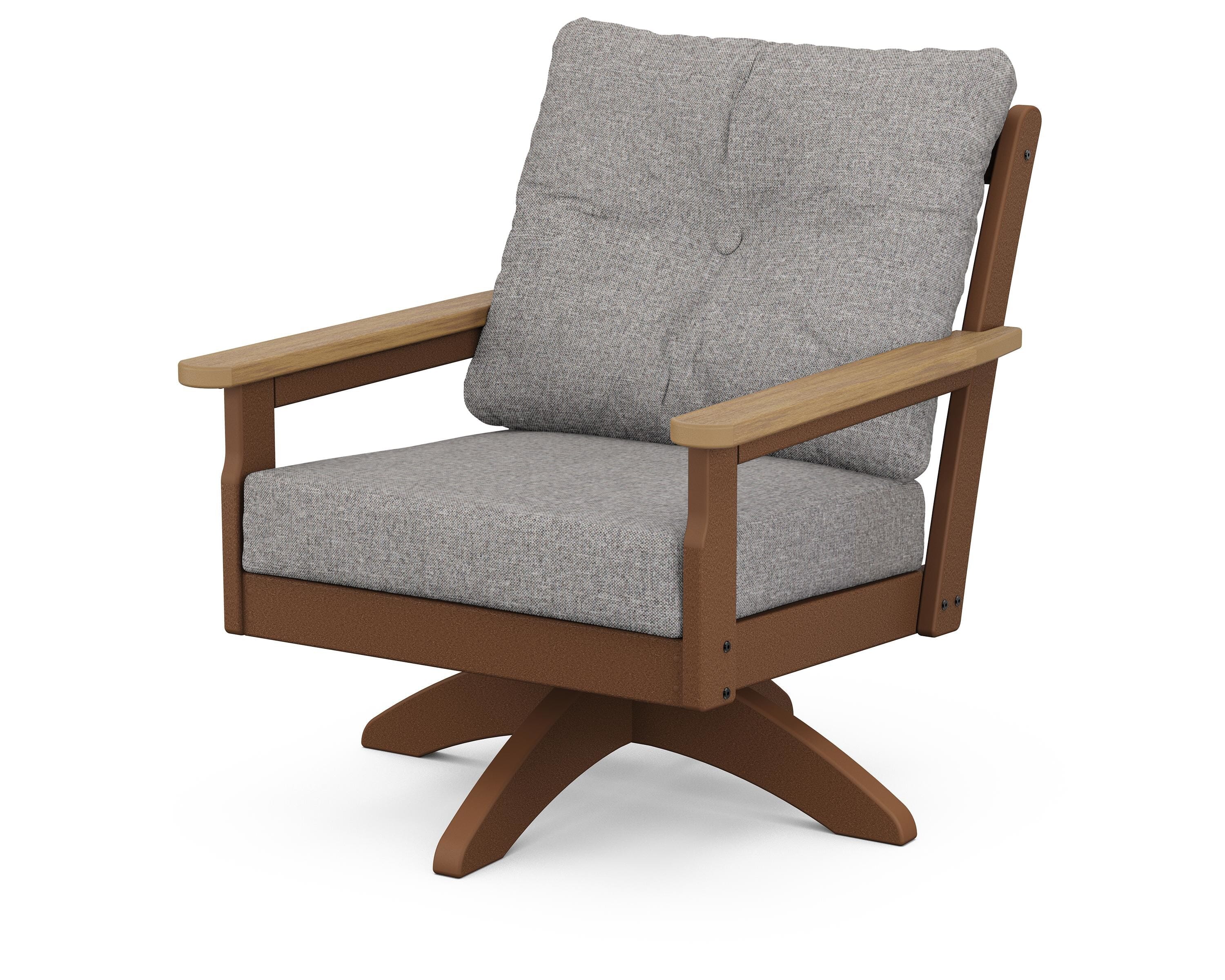 POLYWOOD® Vineyard Deep Seating Swivel Chair in Teak / Natural / Grey Mist