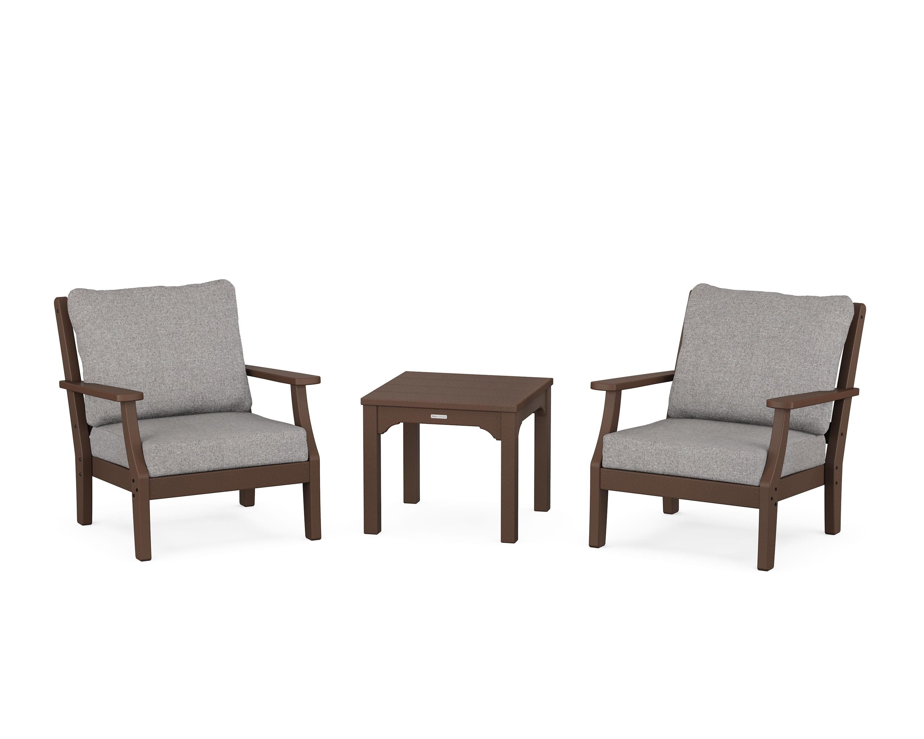Martha Stewart by POLYWOOD® Chinoiserie 3-Piece Deep Seating Set in Mahogany / Grey Mist
