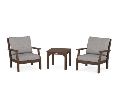 Martha Stewart by POLYWOOD® Chinoiserie 3-Piece Deep Seating Set in Mahogany / Grey Mist