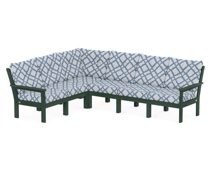 POLYWOOD® Vineyard 6-Piece Sectional in Green / Trellis Sky Blue