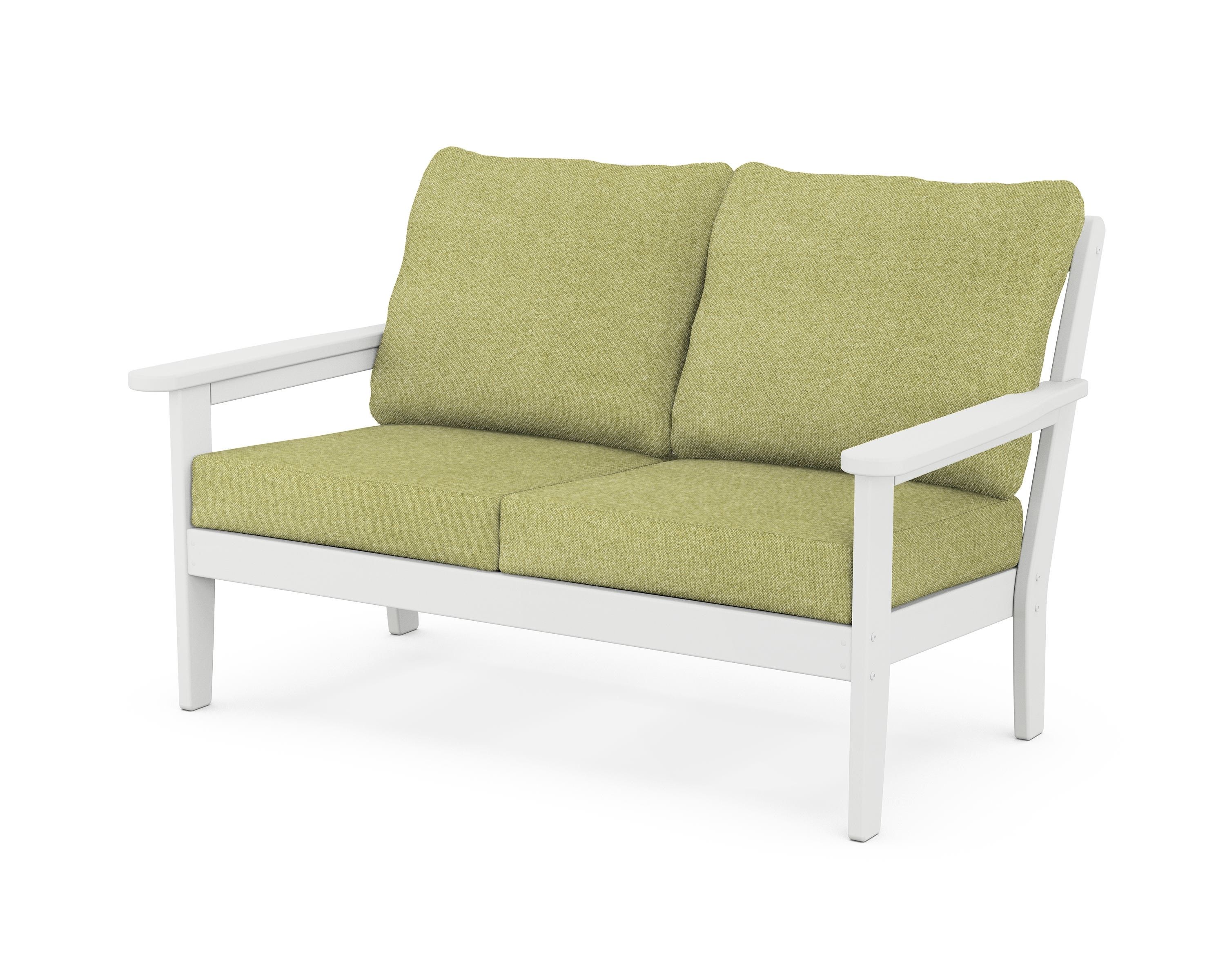 Country Living Cottage Deep Seating Loveseat in White / Chartreuse Boucle