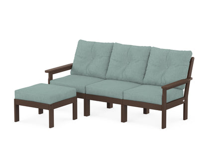 POLYWOOD® Vineyard 4-Piece Sectional with Ottoman in Mahogany / Glacier Spa