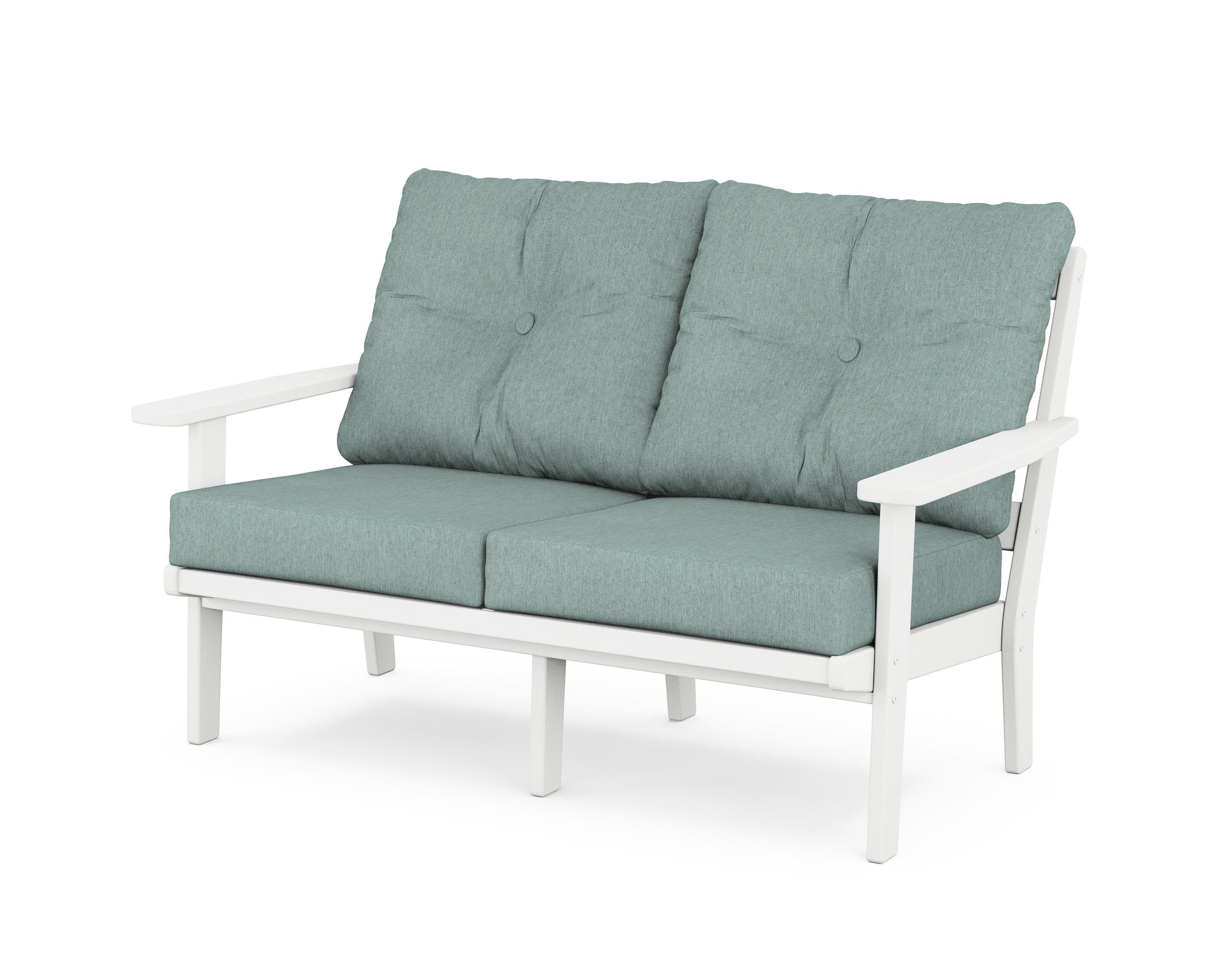 POLYWOOD® Oxford Deep Seating Loveseat in White / Glacier Spa