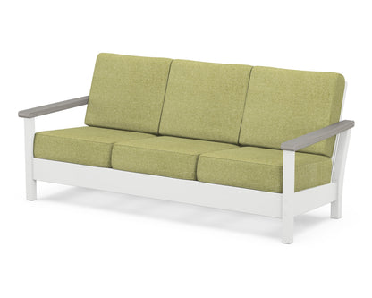 POLYWOOD® Harbour Deep Seating Sofa in White / Driftwood / Chartreuse Boucle