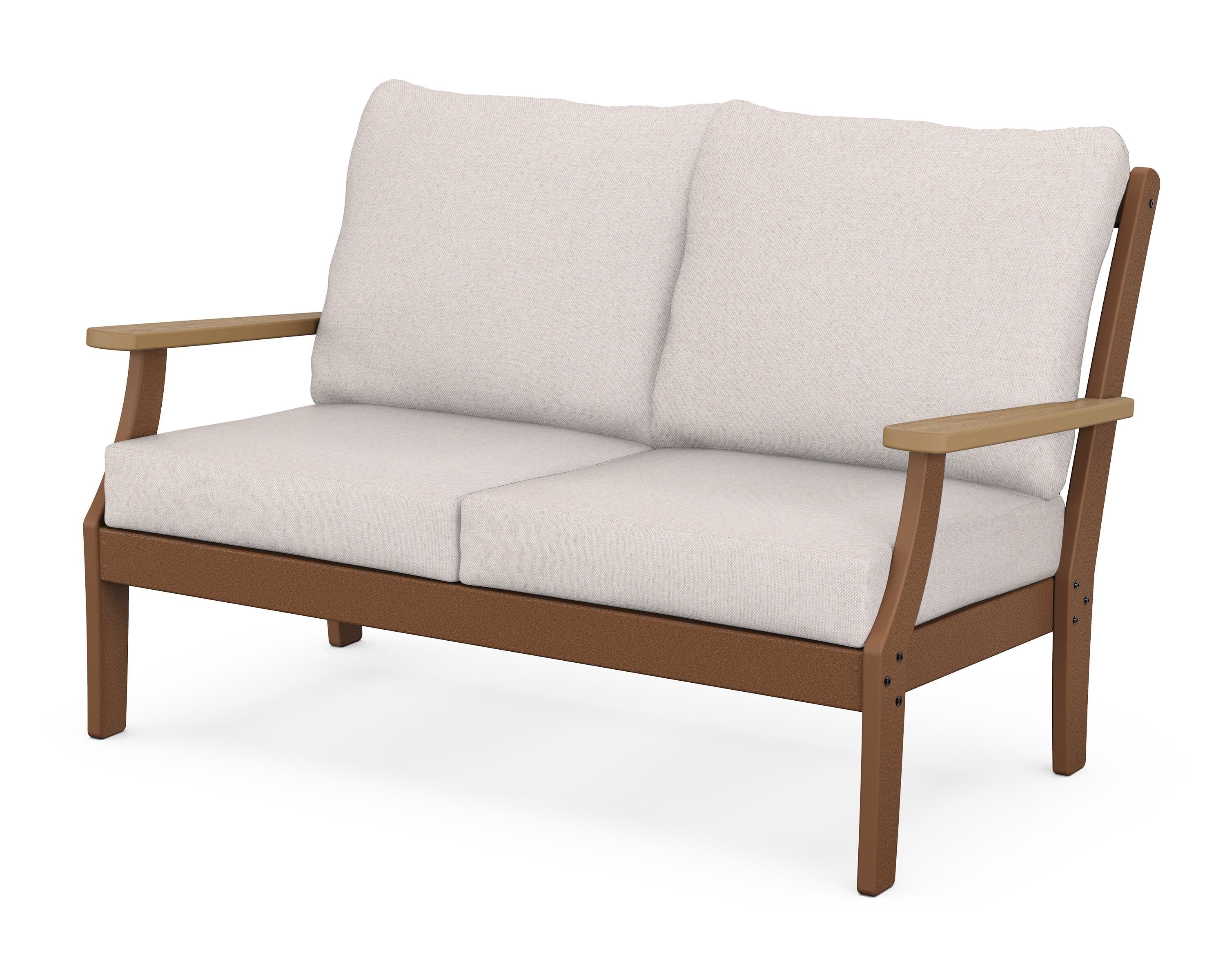 POLYWOOD® Braxton Deep Seating Loveseat in Teak / Natural / Dune Burlap