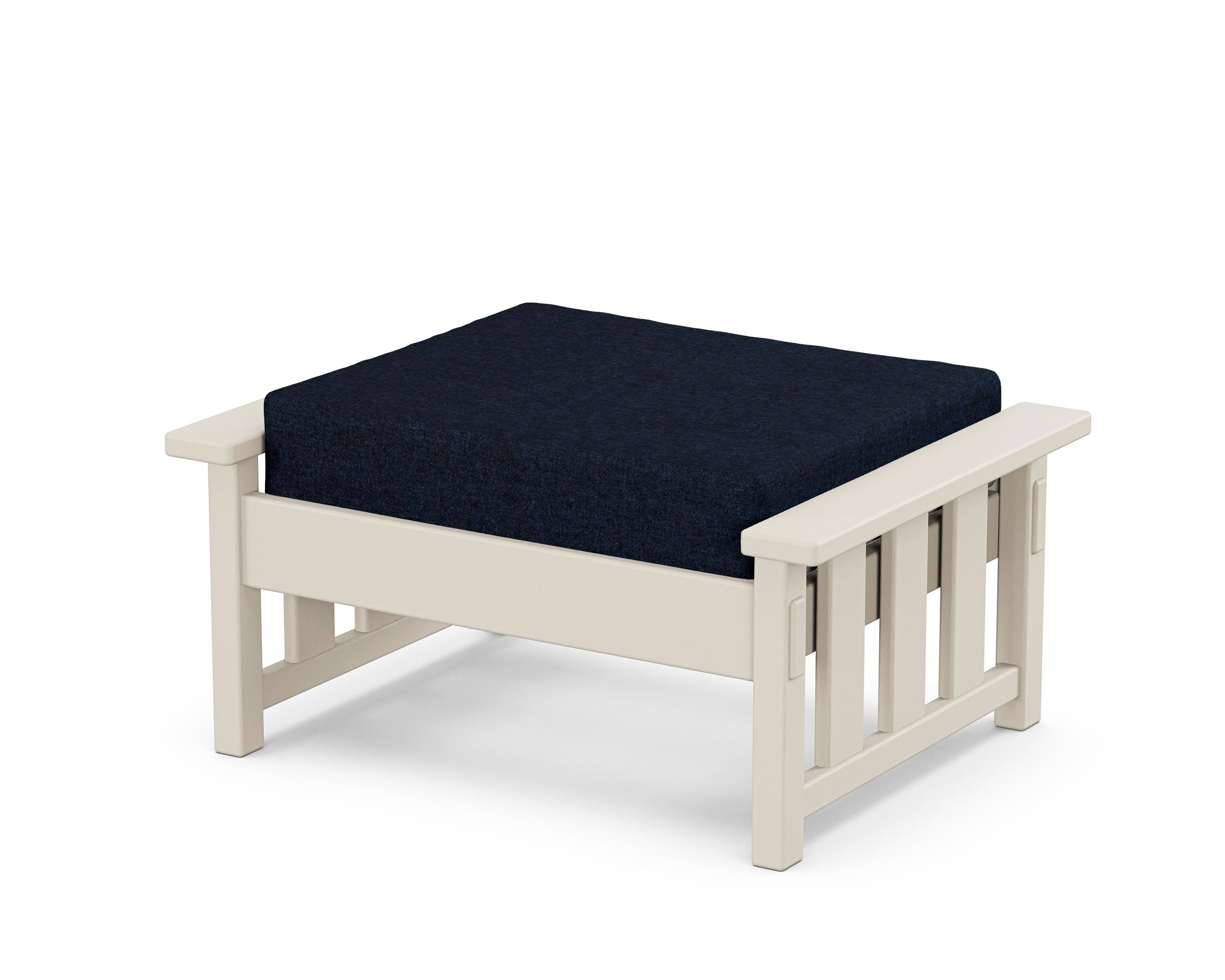 Martha Stewart by POLYWOOD® Acadia Deep Seating Ottoman in Sand / Marine Indigo