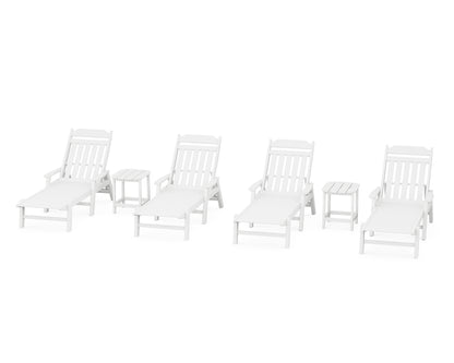 Country Living Cottage 6-Piece Chaise Set with Arms in White