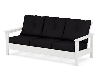 POLYWOOD® Prescott Deep Seating Sofa in White / Midnight Linen