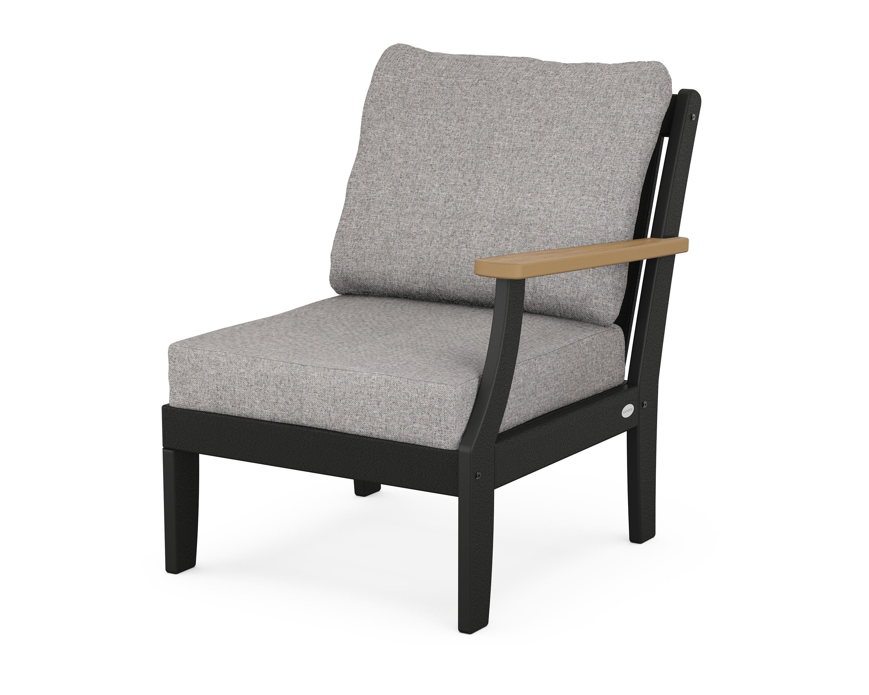 POLYWOOD® Braxton Modular Right Arm Chair in Black / Natural / Grey Mist