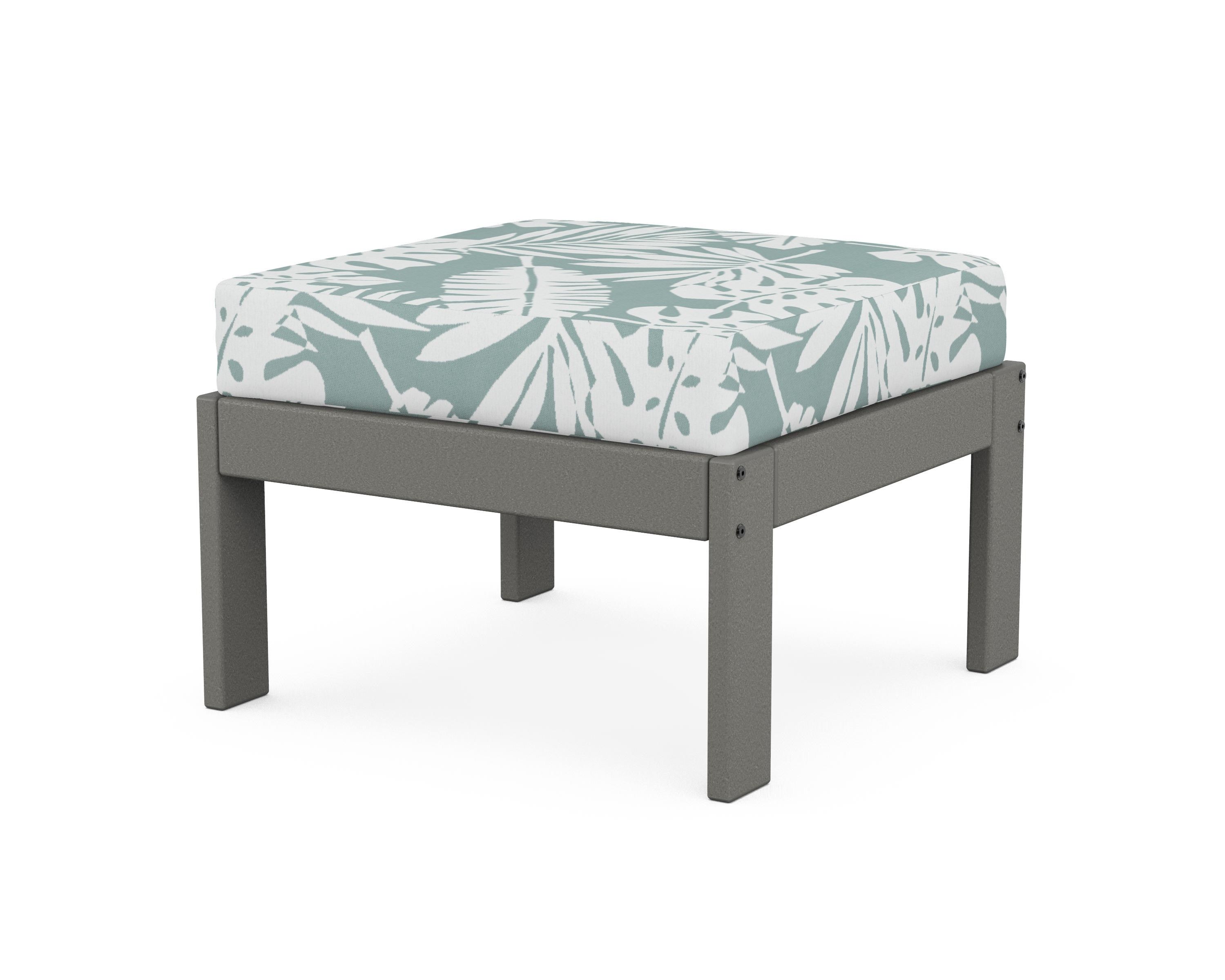POLYWOOD® Vineyard Modular Ottoman in Slate Grey / Leaf Glacier Spa
