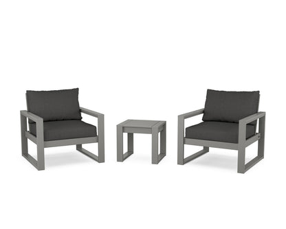 POLYWOOD® EDGE Sectional 3-Piece Deep Seating Set in Slate Grey / Spectrum Carbon