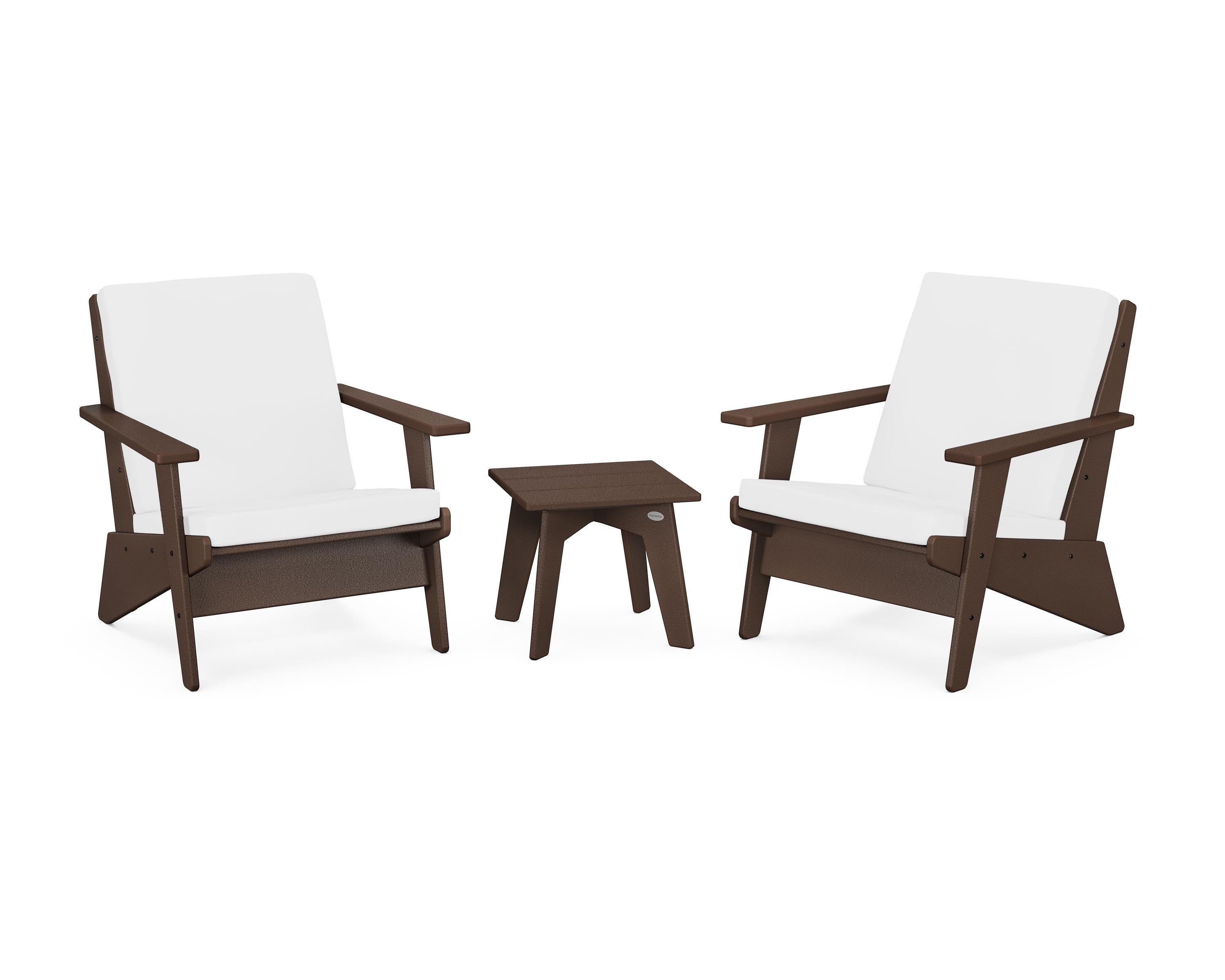 POLYWOOD® Riviera Modern Lounge 3-Piece Set in Mahogany / Natural