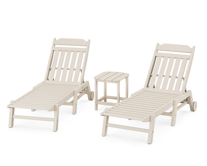 Country Living Cottage 3-Piece Chaise Set with Wheels in Sand