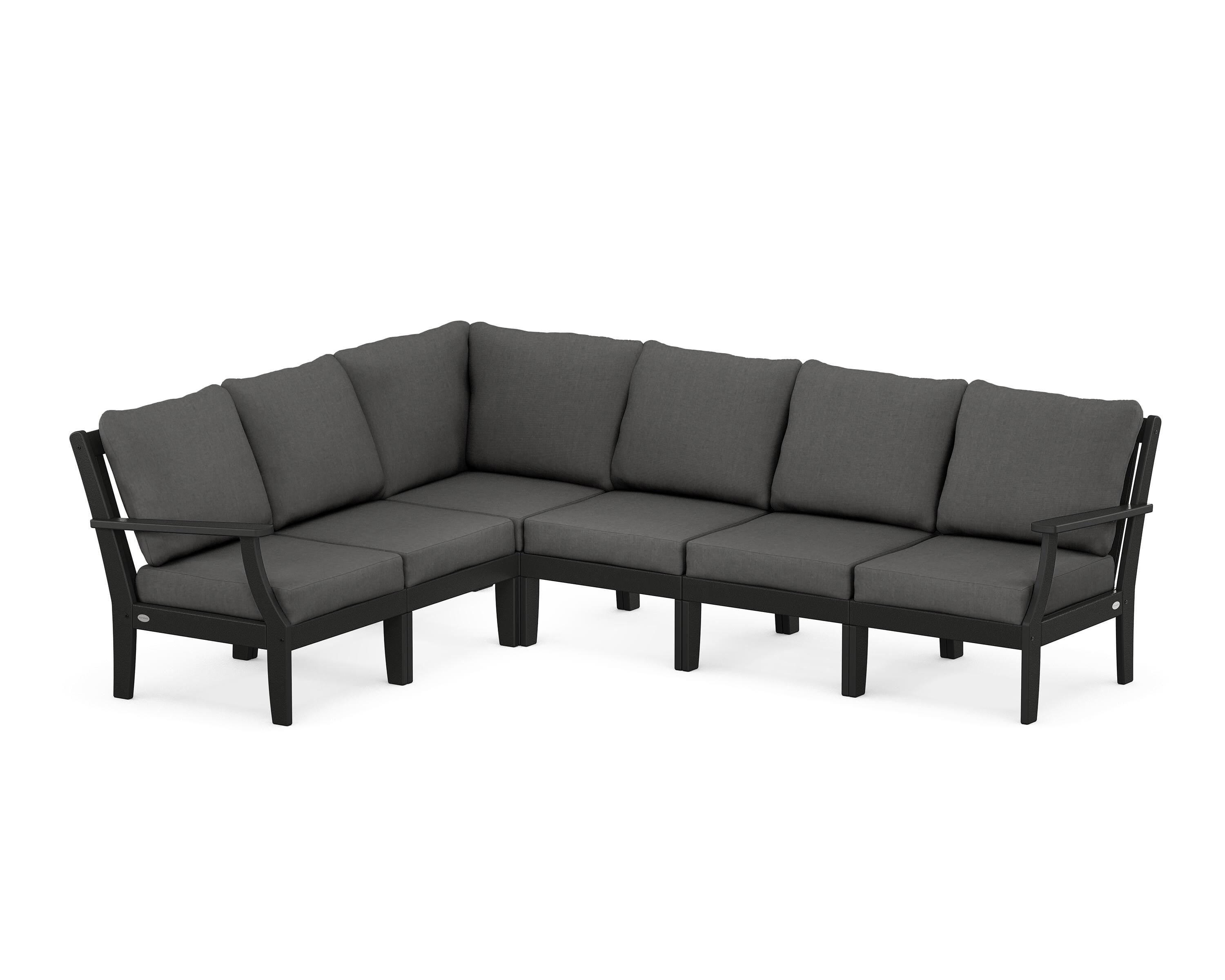 POLYWOOD® Braxton Modular 6-Piece Deep Seating Set in Black / Spectrum Carbon