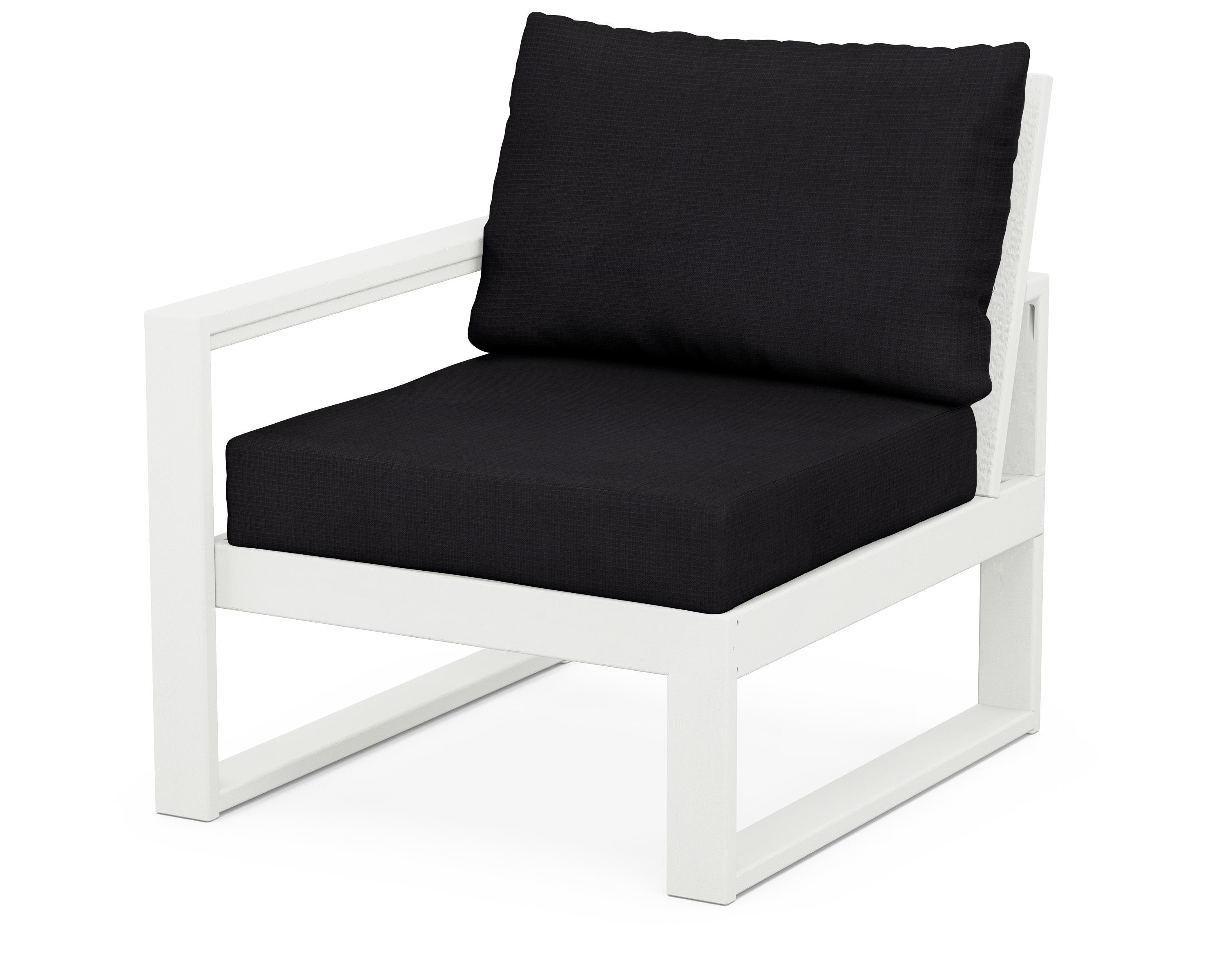 POLYWOOD® EDGE Modular Left Arm Chair in Vintage White / Midnight Linen