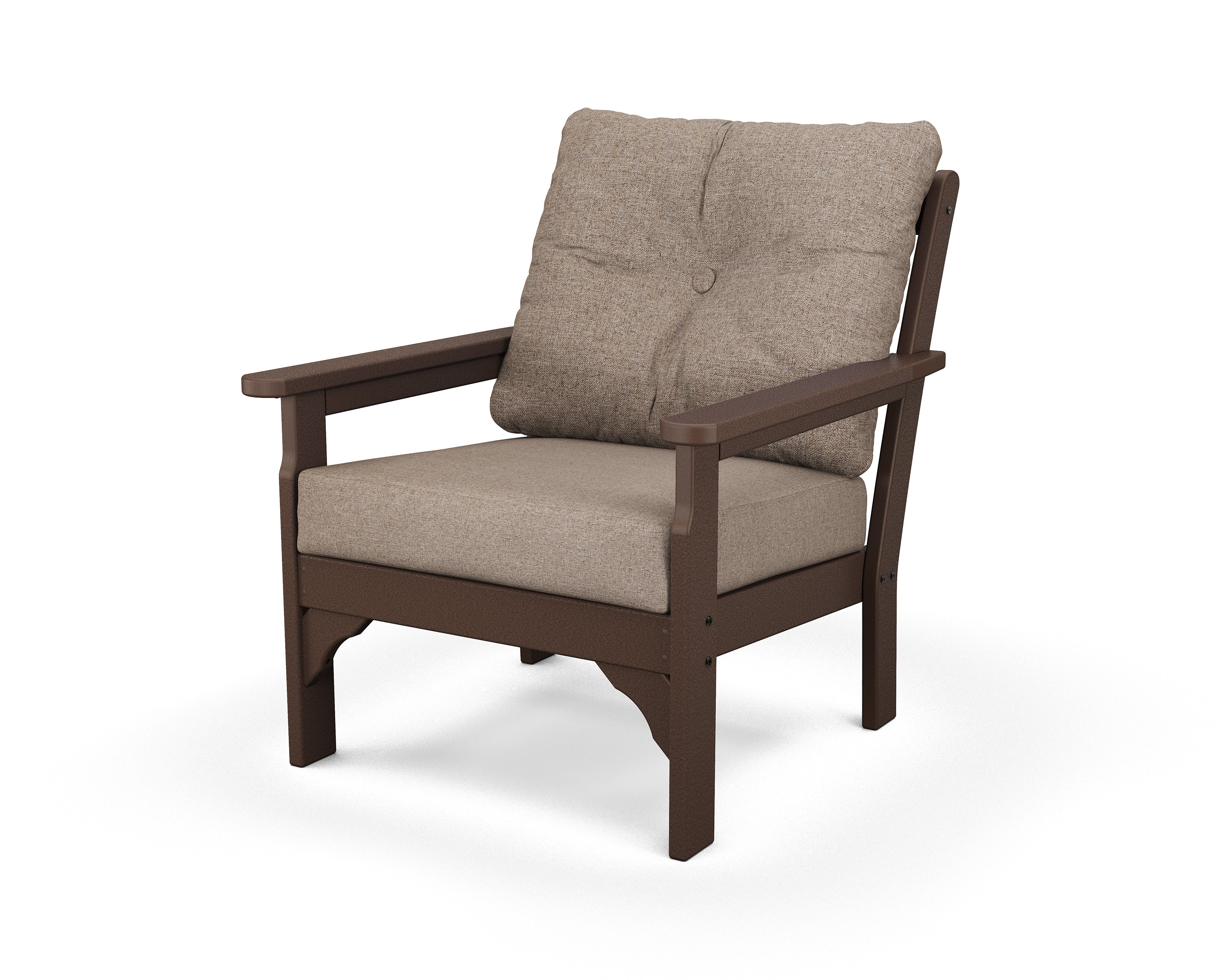 POLYWOOD® Vineyard Deep Seating Chair in Mahogany / Spiced Burlap