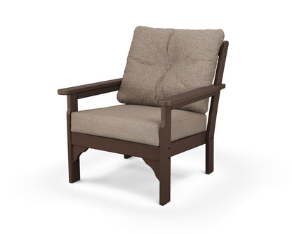 POLYWOOD® Vineyard Deep Seating Chair in Mahogany / Spiced Burlap