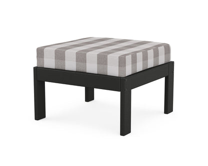 POLYWOOD® Vineyard Modular Ottoman in Black / Buffalo Plaid Grey Mist