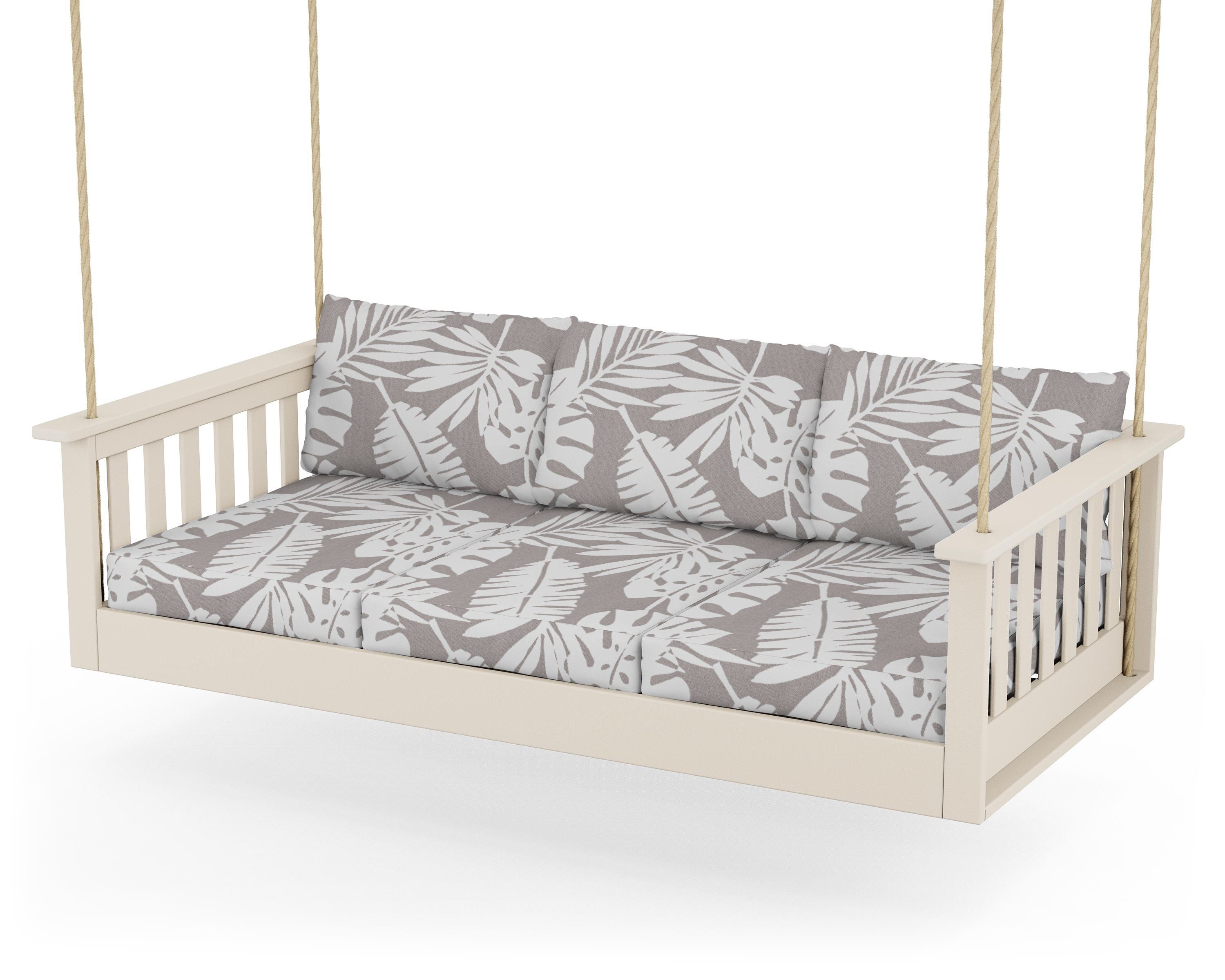 POLYWOOD® Vineyard Daybed Swing in Sand / Leaf Grey Mist