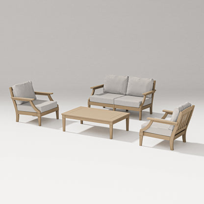 PW Designer Series Estate Lounge 4-Piece Loveseat Set in Vintage Sahara / Cast Ash