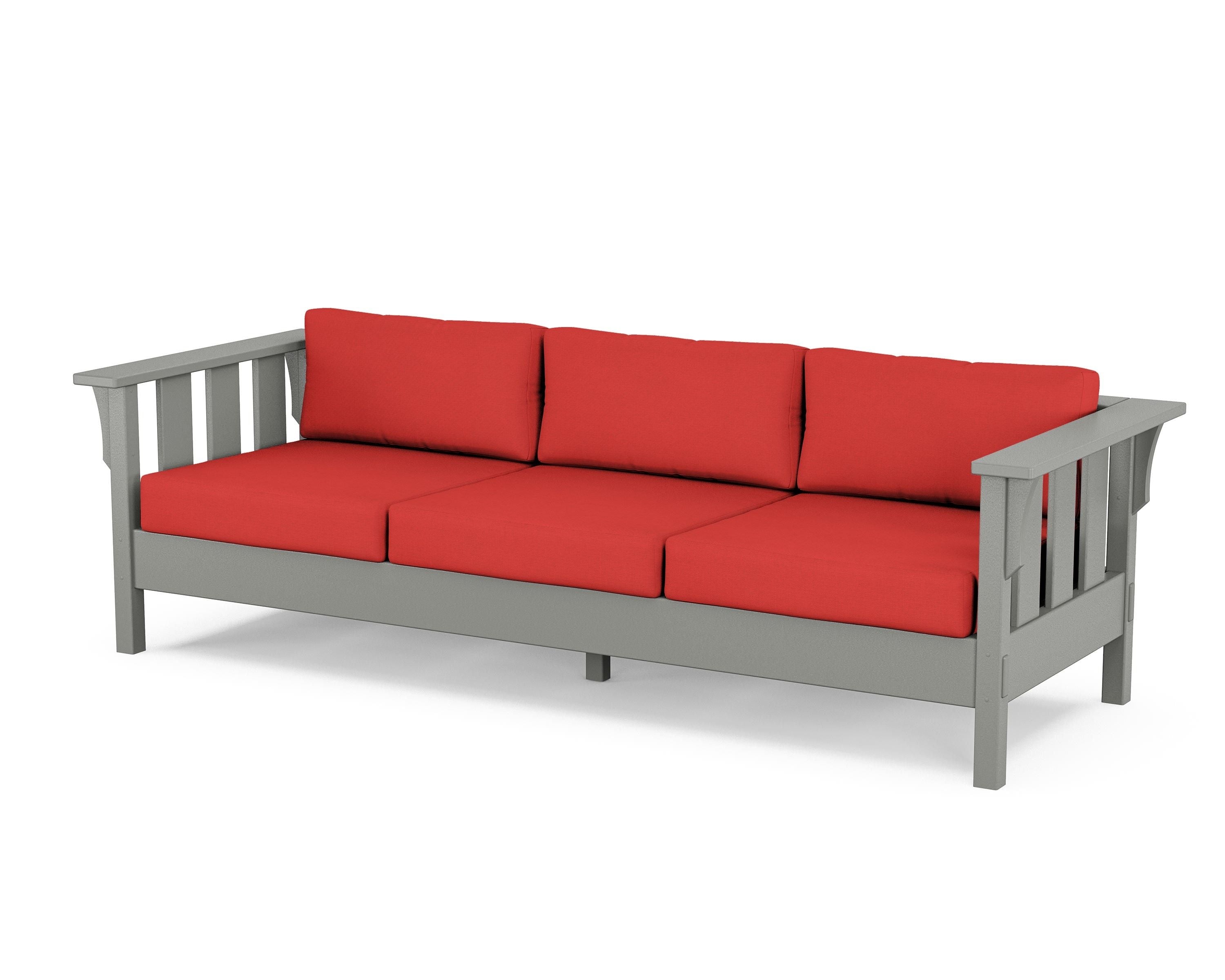 Martha Stewart by POLYWOOD® Acadia Deep Seating Sofa in Slate Grey / Crimson Linen
