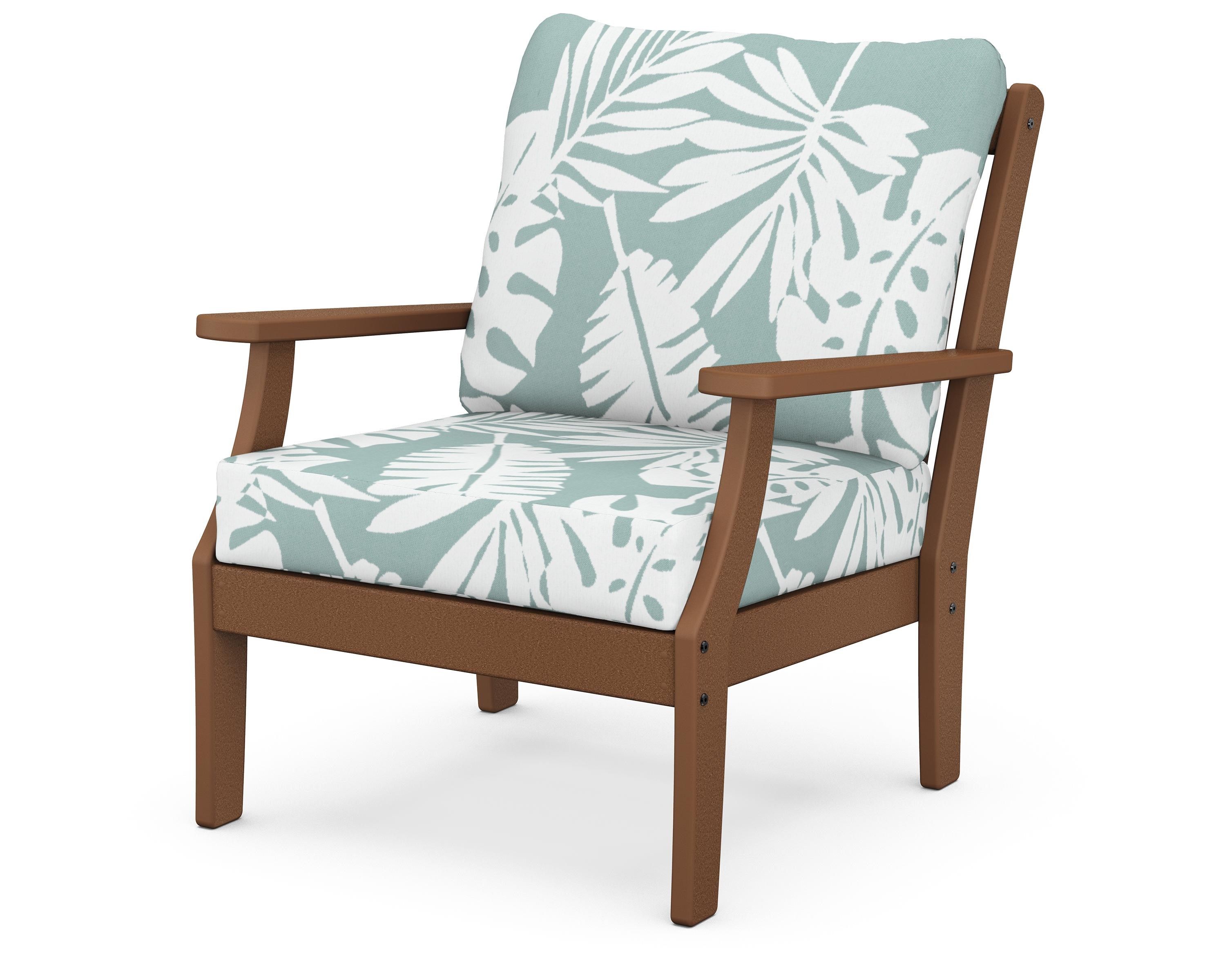 POLYWOOD® Braxton Deep Seating Chair in Teak / Leaf Glacier Spa