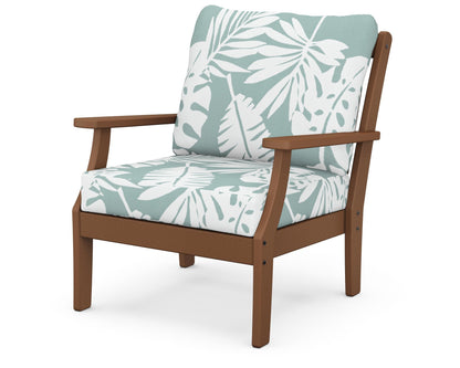POLYWOOD® Braxton Deep Seating Chair in Teak / Leaf Glacier Spa