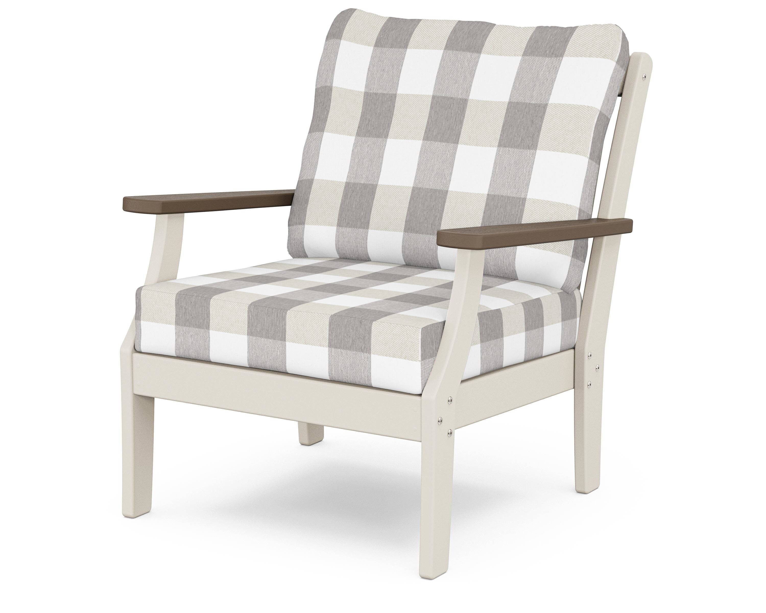 POLYWOOD® Braxton Deep Seating Chair in Sand / Kona / Buffalo Plaid Grey Mist