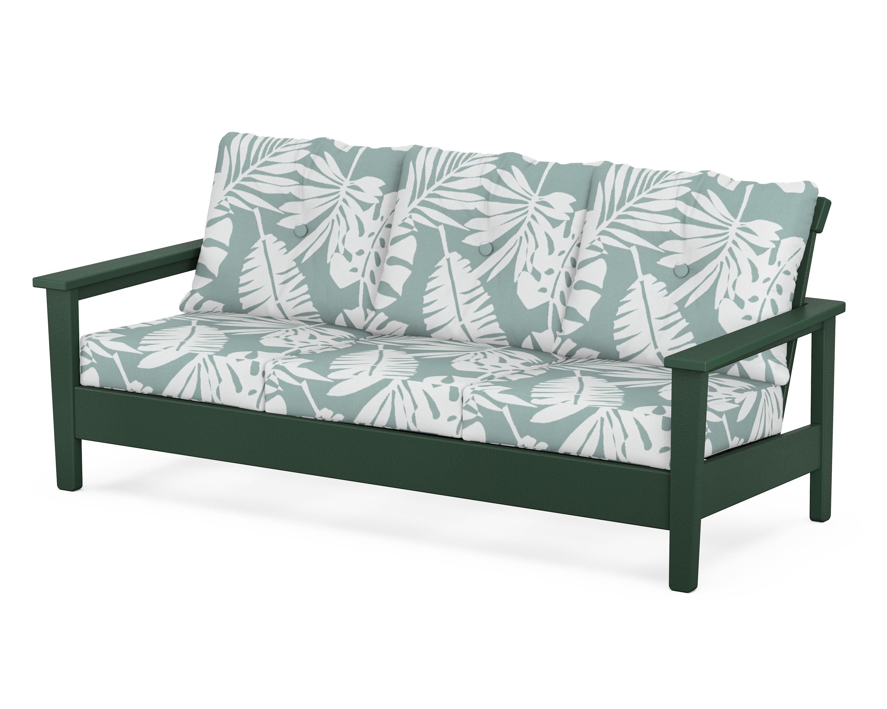 POLYWOOD® Prescott Deep Seating Sofa in Green / Leaf Glacier Spa