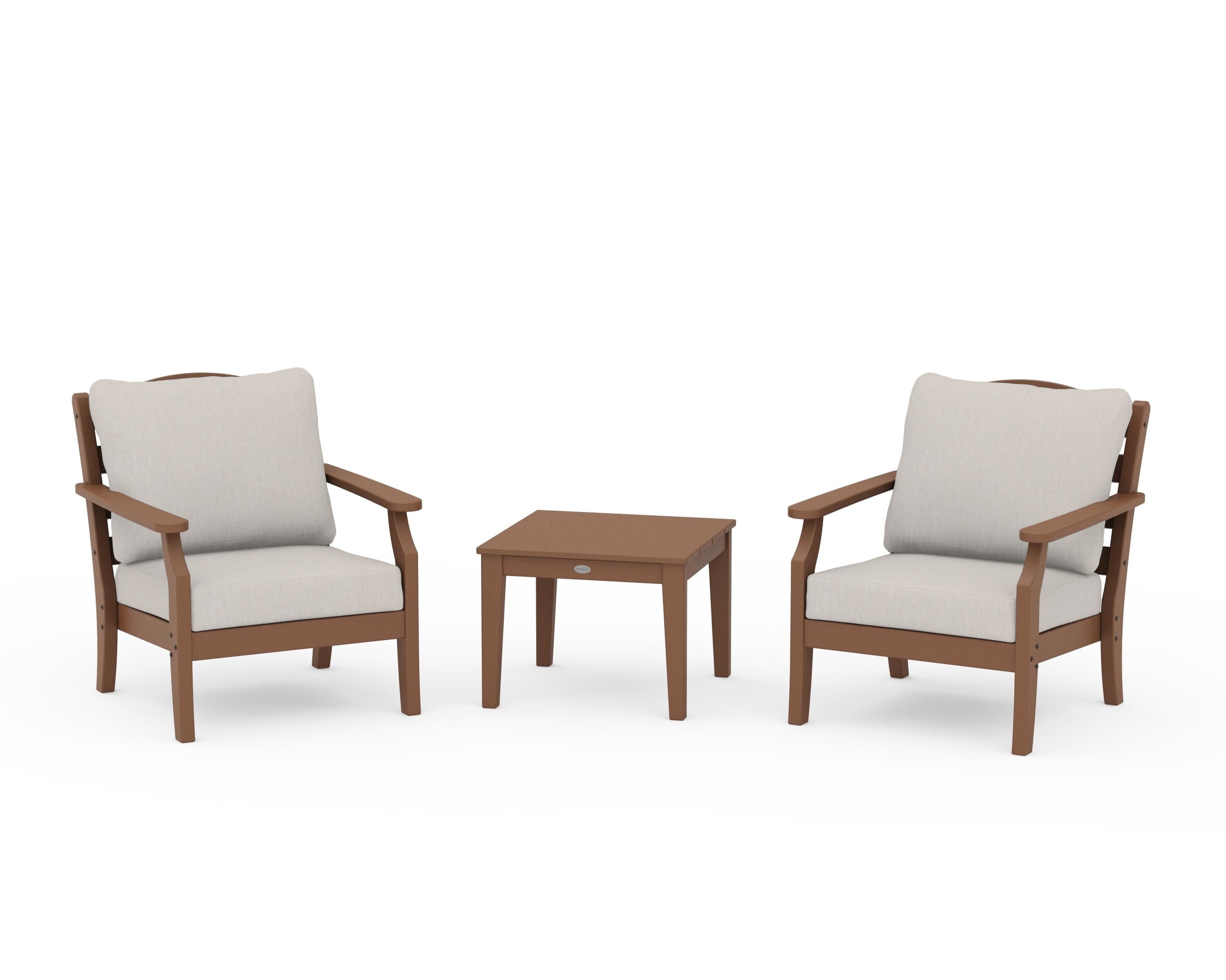 Draper James™ by  POLYWOOD® Savannah 3-Piece Deep Seating Set in Teak / Cast Ash