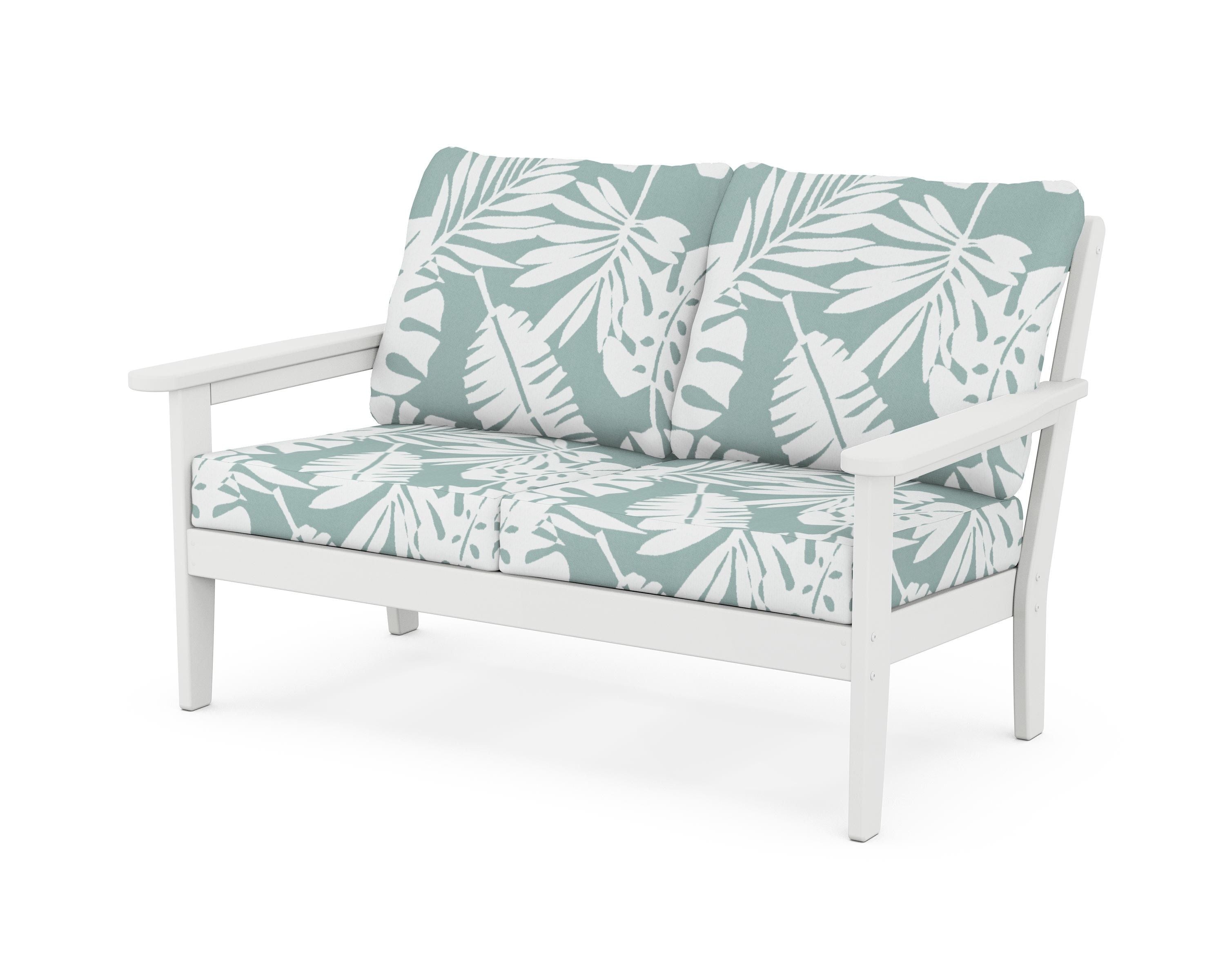 Country Living Cottage Deep Seating Loveseat in White / Leaf Glacier Spa