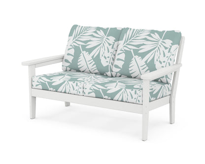 Country Living Cottage Deep Seating Loveseat in White / Leaf Glacier Spa