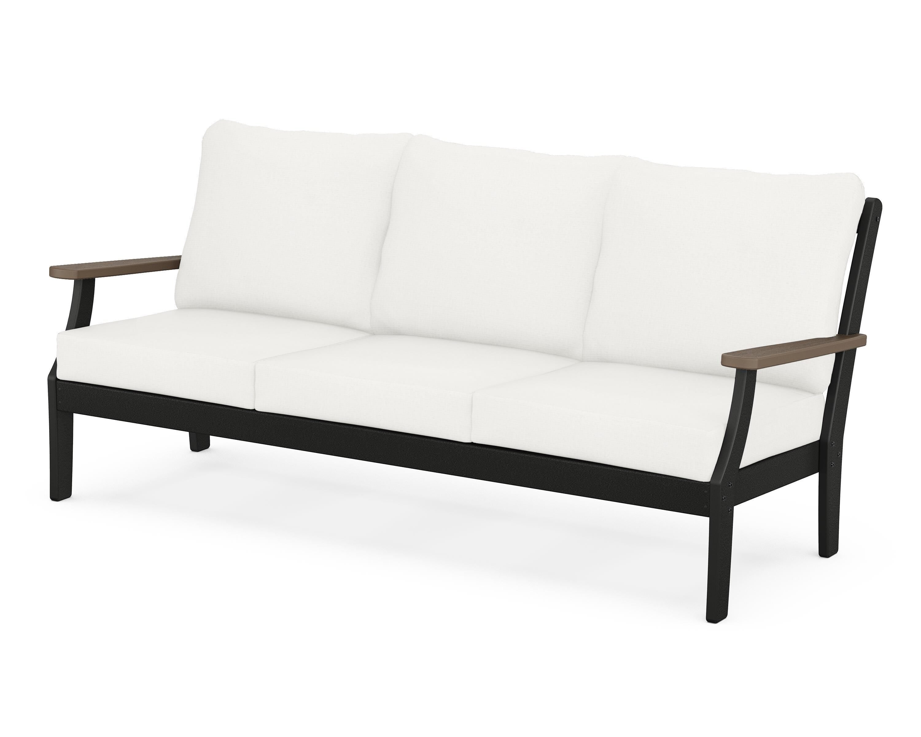 POLYWOOD® Braxton Deep Seating Sofa in Black / Kona / Natural Linen