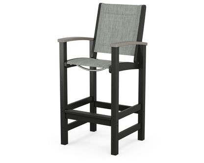 POLYWOOD® Coastal Bar Chair in Black / Driftwood / Birch Sling