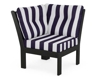 POLYWOOD® Vineyard Modular Corner Chair in Black / Cabana Stripe Navy