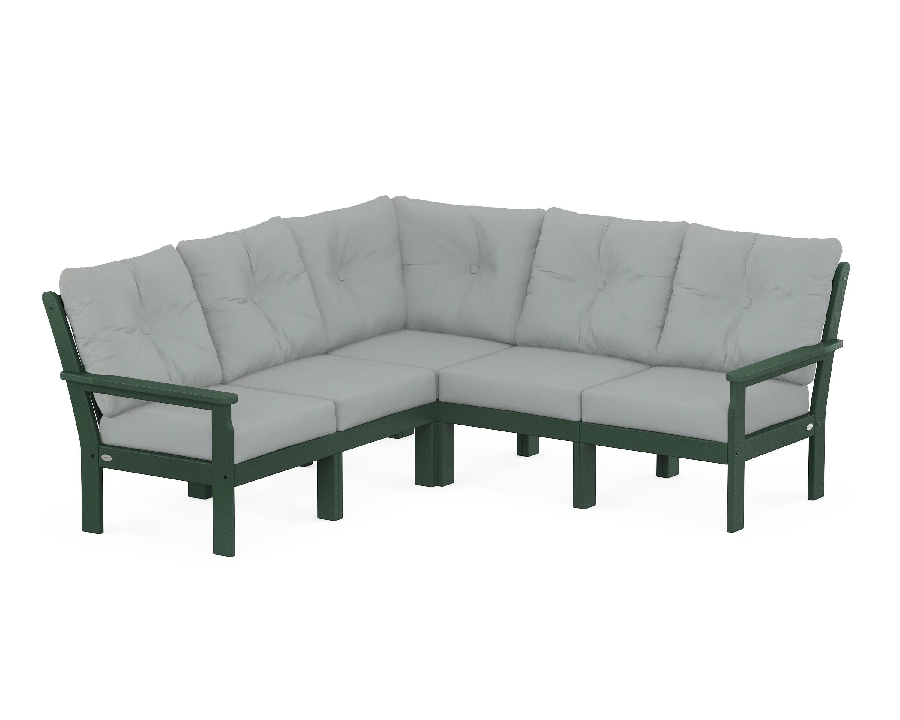 POLYWOOD® Vineyard 5-Piece Sectional in Green / Spa