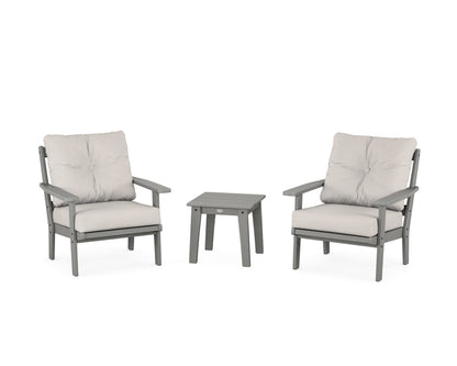 POLYWOOD® Oxford 3-Piece Deep Seating Set in Slate Grey / Cast Ash