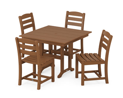 POLYWOOD® La Casa Café Side Chair 5-Piece Farmhouse Dining Set in Teak