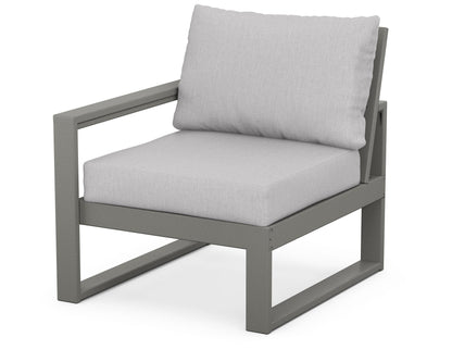 POLYWOOD® EDGE Modular Left Arm Chair in Slate Grey / Granite